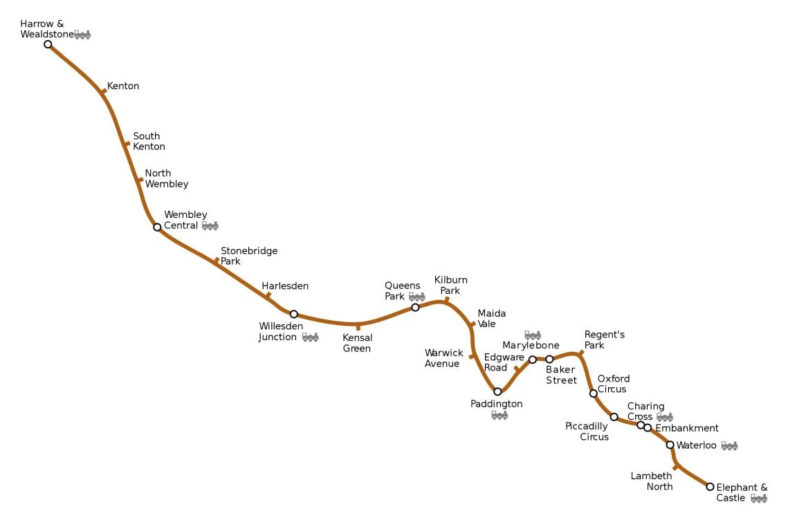 Geographic of the Bakerloo line