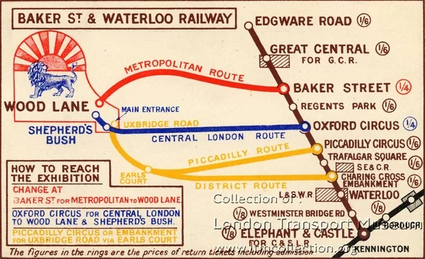 Baker Street and Waterloo Railway map showing fare and other underground railways