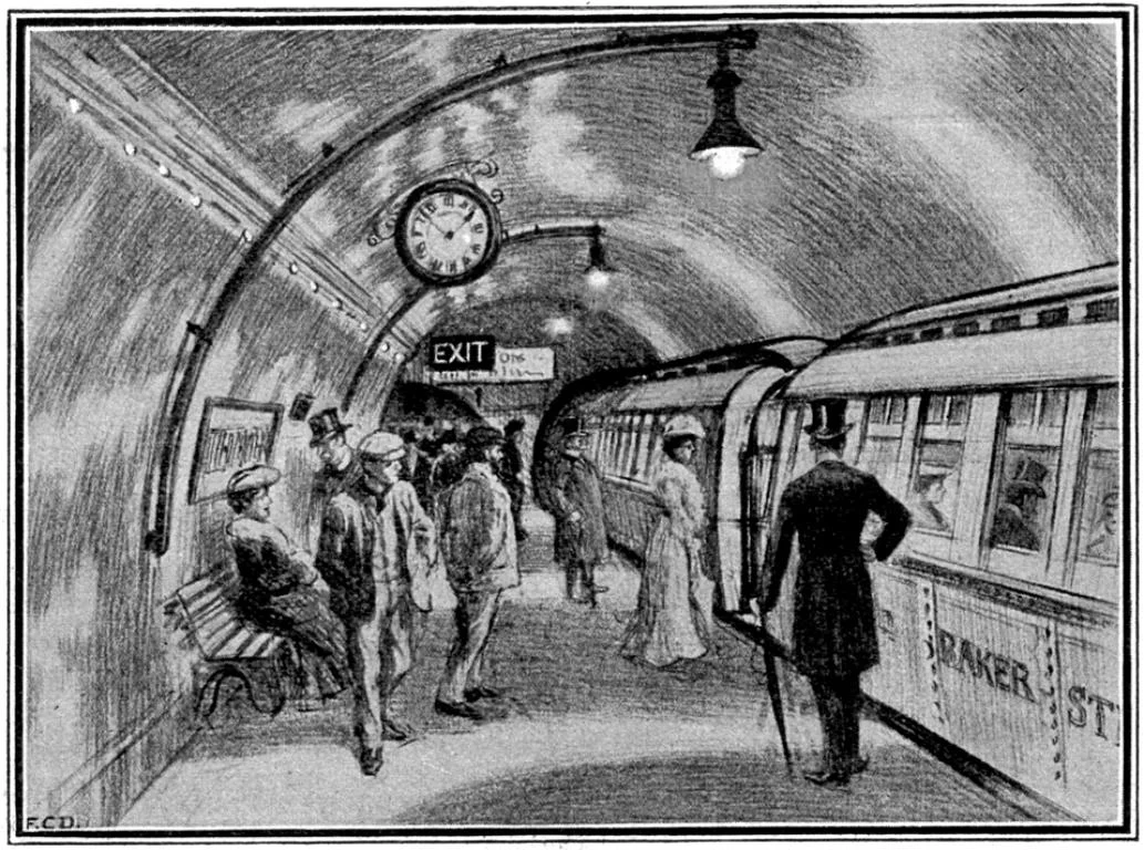 Etching from the opening of the Baker Street and Waterloo Railway (1906)
