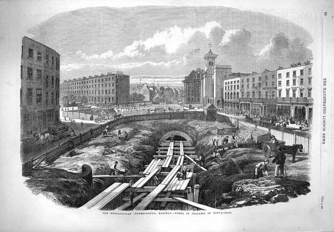 Construction at Kings Cross for the Metropolitan railway