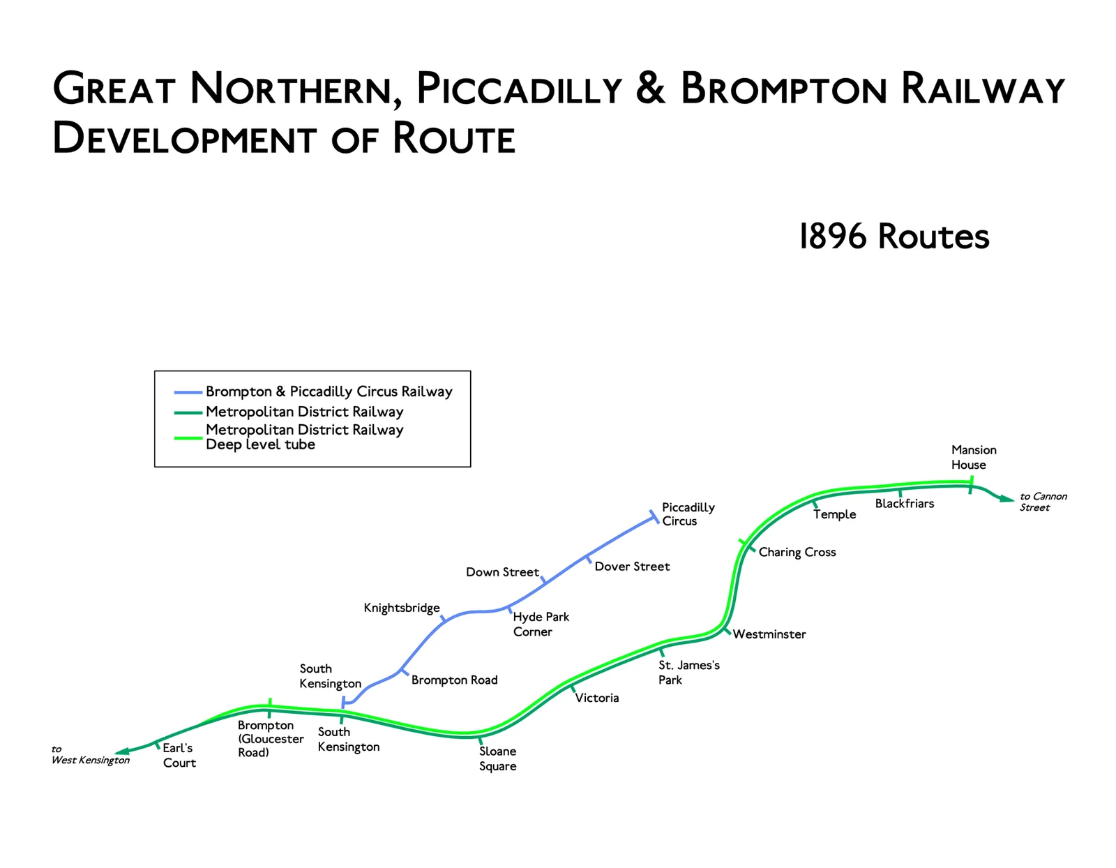 Planned railway routes map 1896