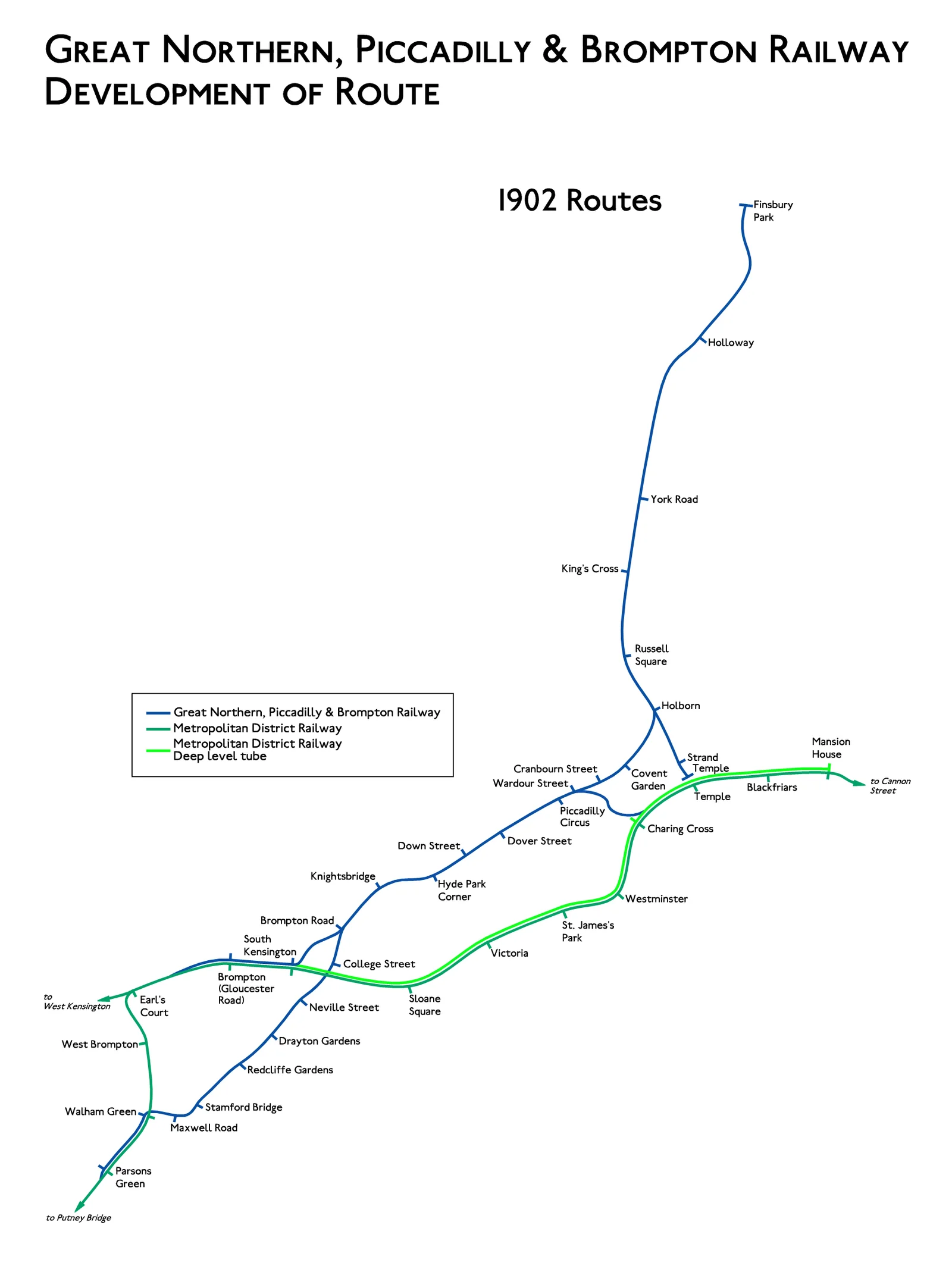 Planned railway routes map 1902