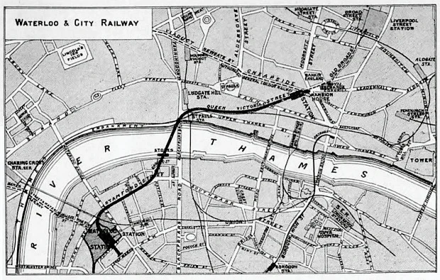 Origional Waterloo and City railway map
