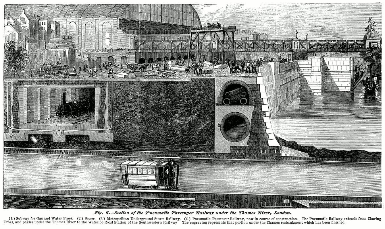 Waterloo and Whitehall railway cut-away Victoria Embankment